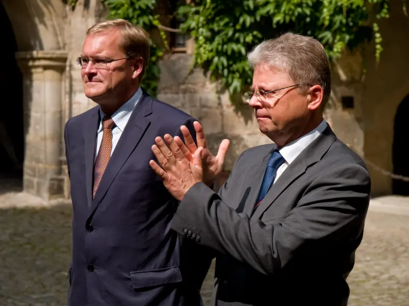 Greeting Karl-Werner Broska - DGS President. At the left Andreas Starke - Major of Bamberg