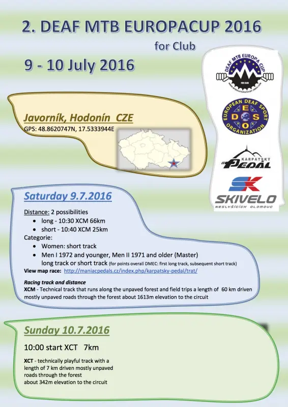 Poster 2nd Deaf MTB Europacup 2016 Czech