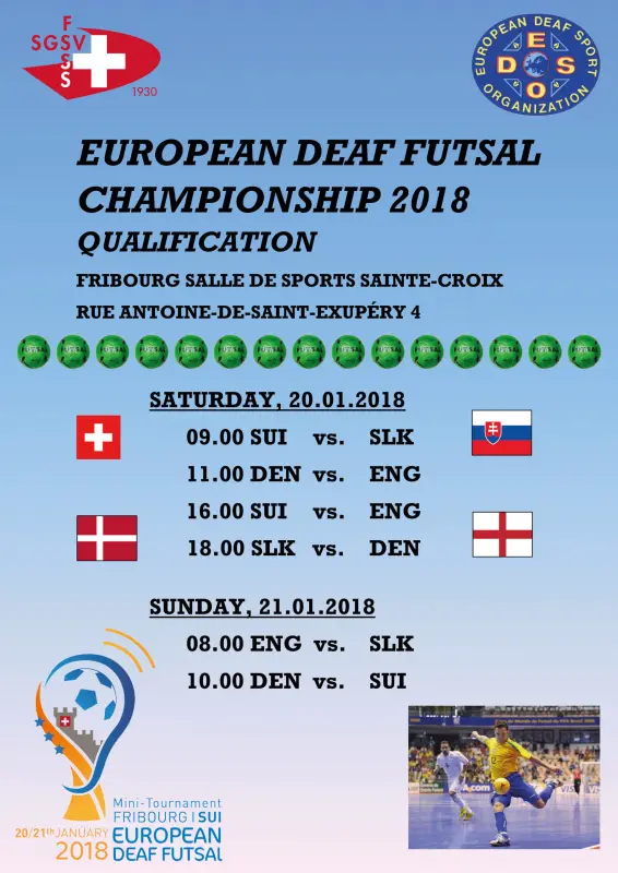 Plakat EM Futsal Qualification 2018 Fribourg