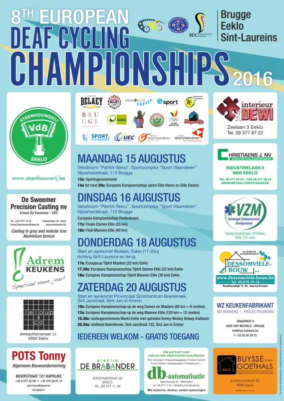 8th EC Cycling, Brugge, Belgium 14 – 20 August 2016